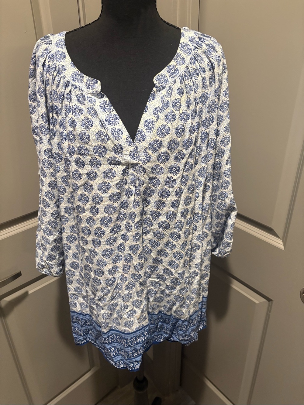 Blue and White Printed Women's Tunic